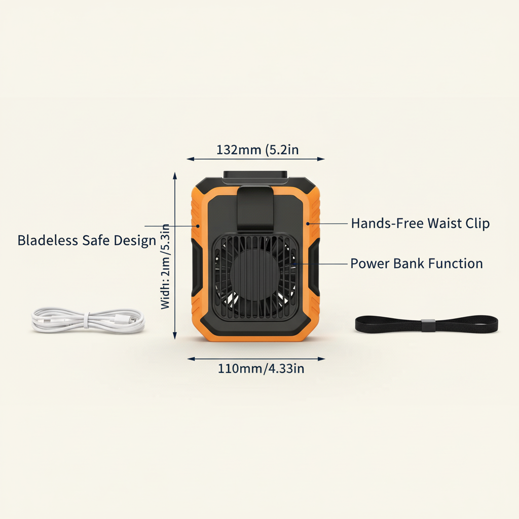 Wearable Waist Fan – Hands-Free Cooling Anywhere