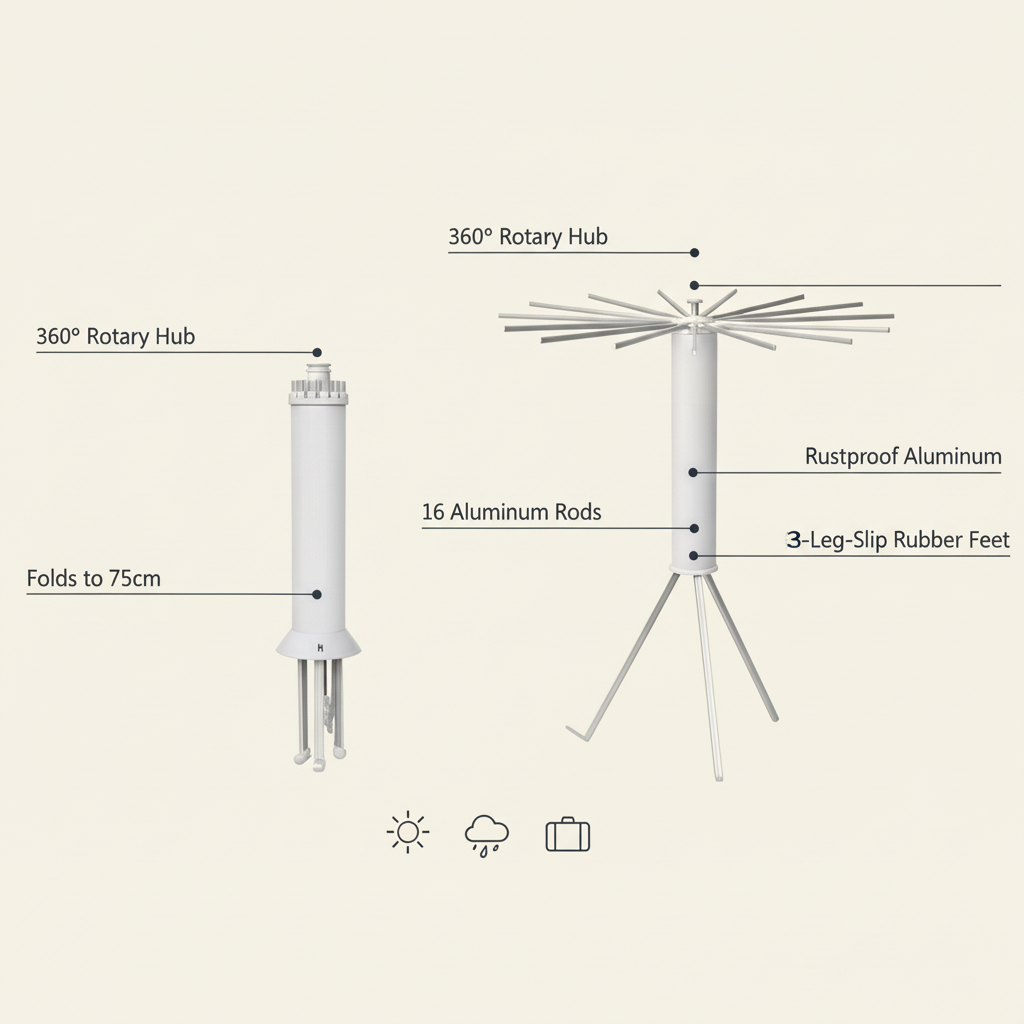 Multifunctional Foldable Outdoor Clothes Drying Stand