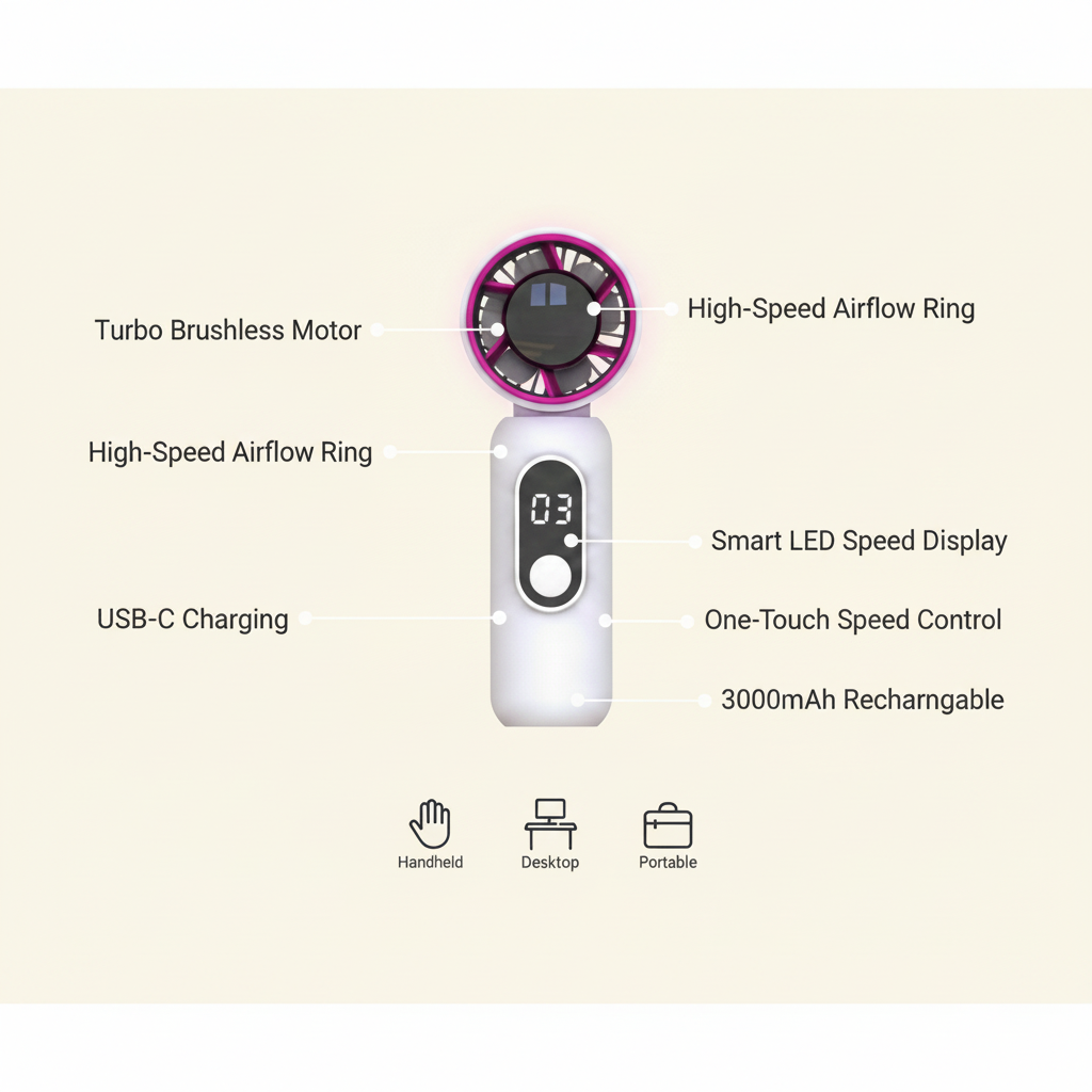 Powerful Cooling Anywhere - Compact, Rechargeable & Portable
